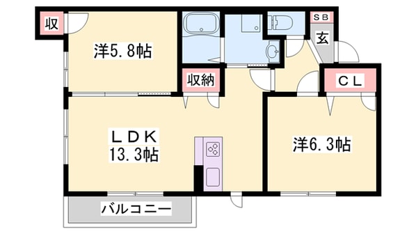 明石駅 徒歩8分 2階の物件間取画像